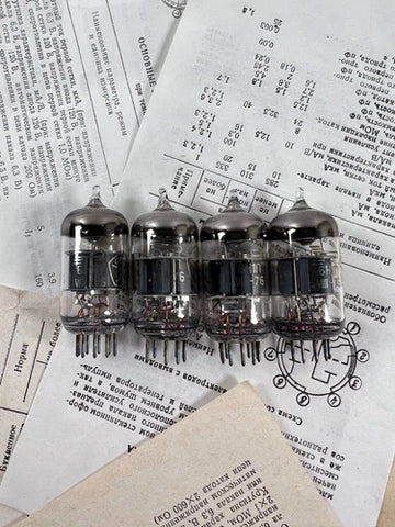 Matched quad 6N1P / 6N1 double triode tubes NOS Voskhod Rocket